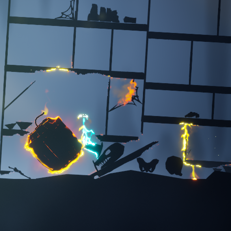 An elemental character moving a burning object